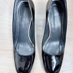 Stuart Weitzman Maeve Patent Block-Heel Pump Black Rare Size 4.5 Women's